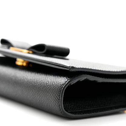 Salvatore Ferragamo Hammered Calfskin Mini Vera Bow Handle Bag Black 10 of 11