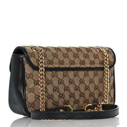 Gucci Monogram Matelasse Diagonal Small GG Marmont Shoulder Bag Beige Black 3 of 9