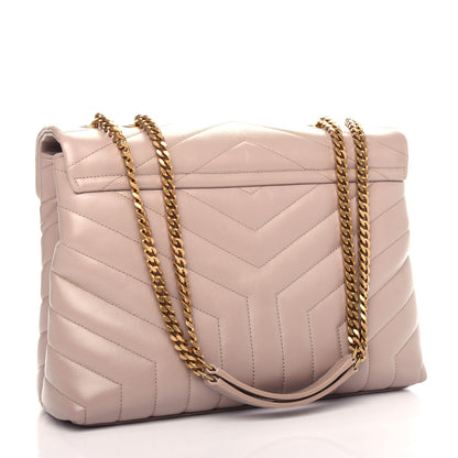 Saint Laurent Calfskin Y Quilted Monogram Medium Loulou Chain Satchel Light Natural 3 of 11