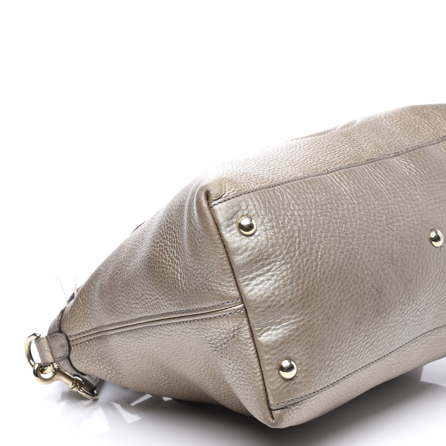 Gucci Metallic Cellarius Calfskin Small Soho Top Handle Satchel Golden Beige 8 of 11