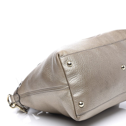 Gucci Metallic Cellarius Calfskin Small Soho Top Handle Satchel Golden Beige 8 of 11