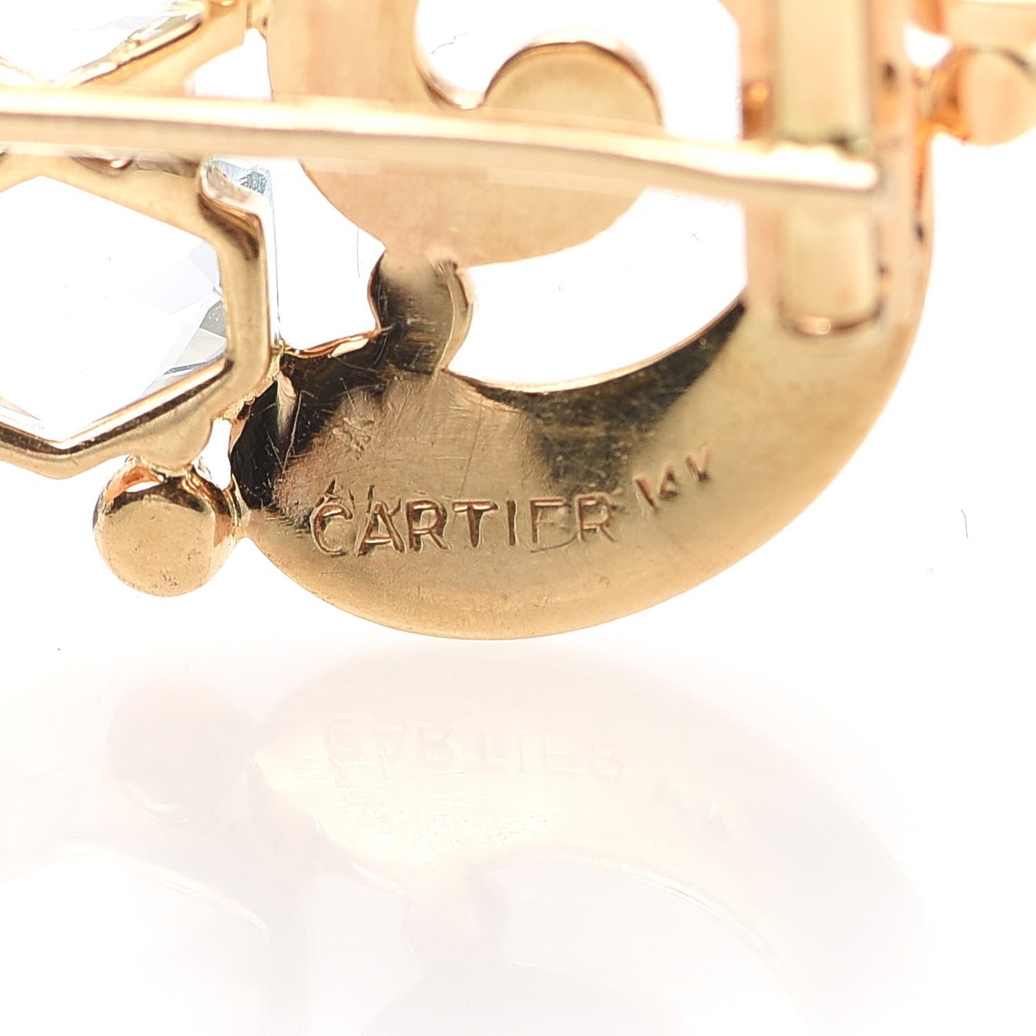Cartier 14K Yellow Gold Aquamarine Retro Brooch Clip 4 of 4