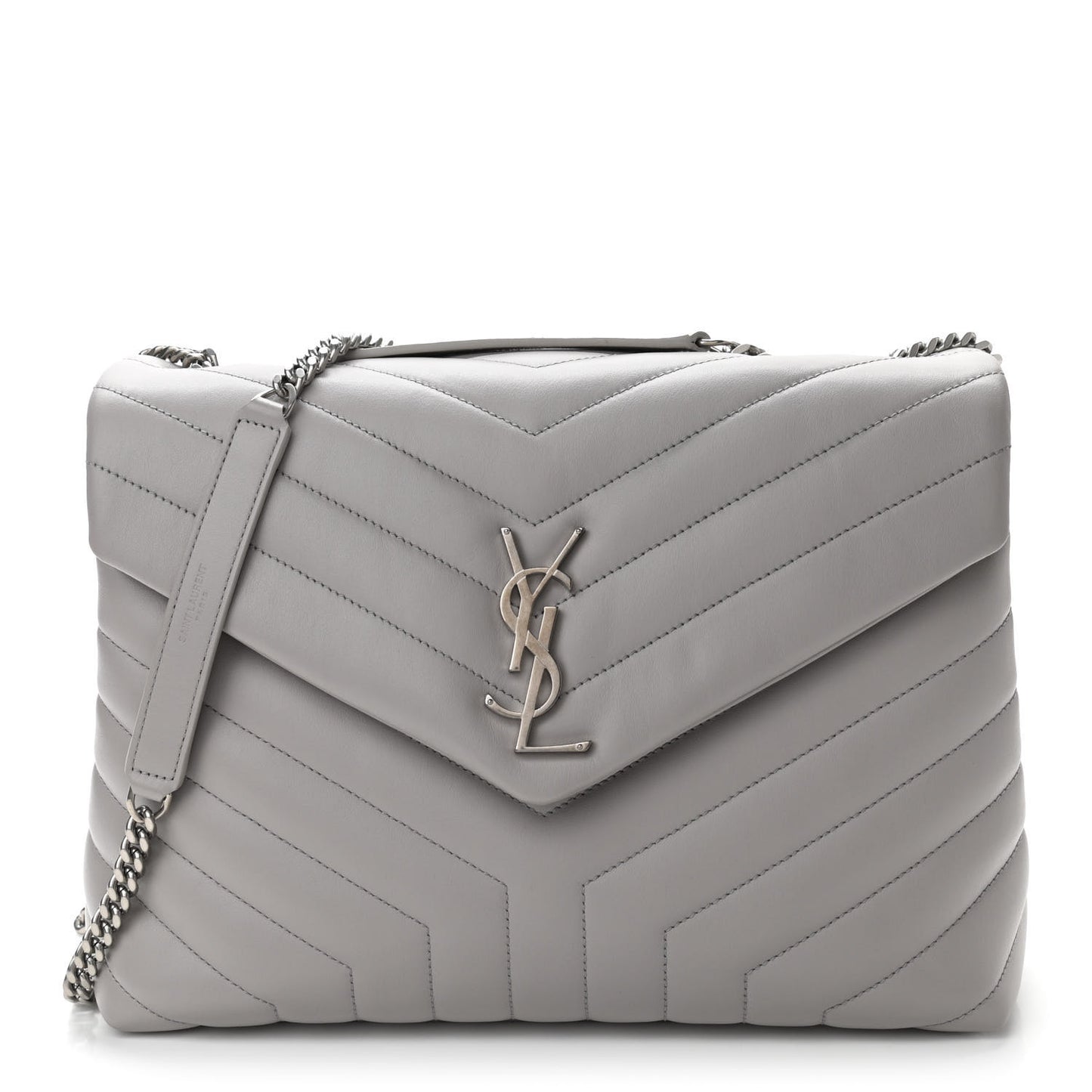Calfskin Y Quilted Monogram Medium Loulou Chain Satchel Granite