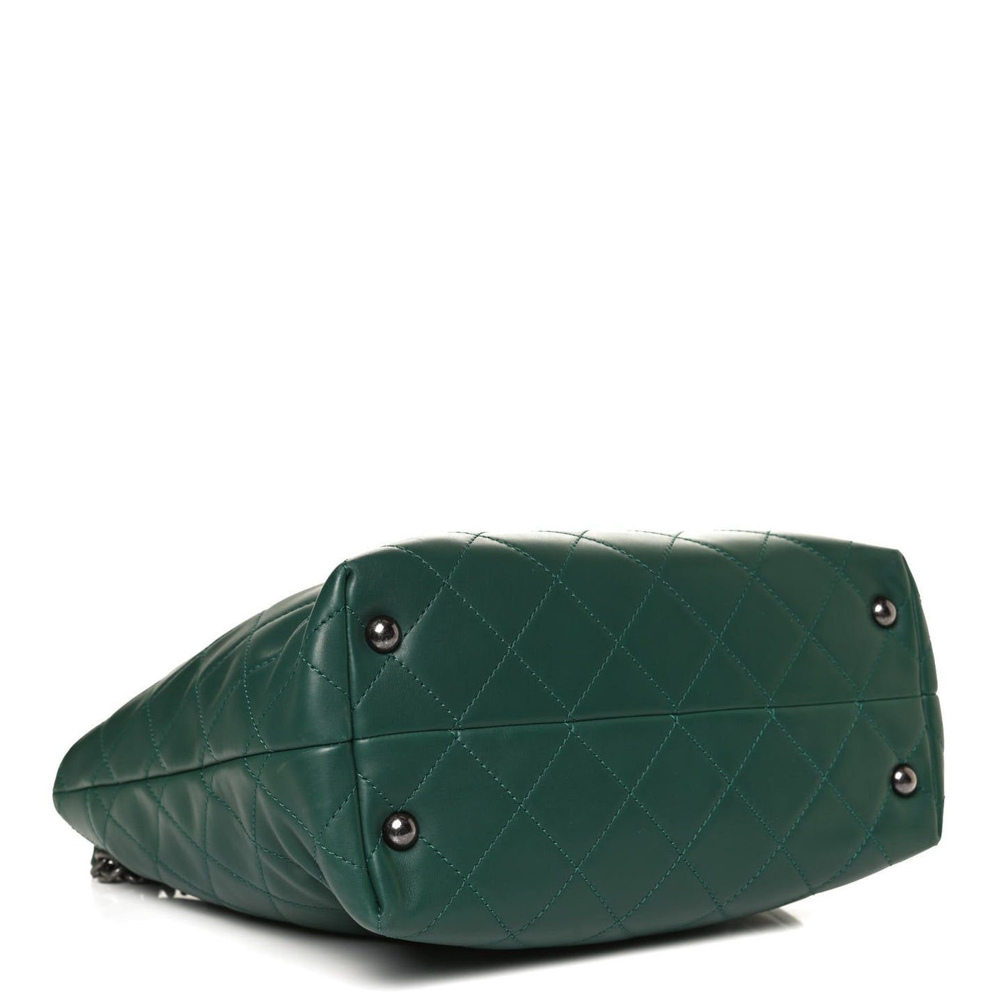 Calfskin Quilted Large Shopping In Chains Tote Green