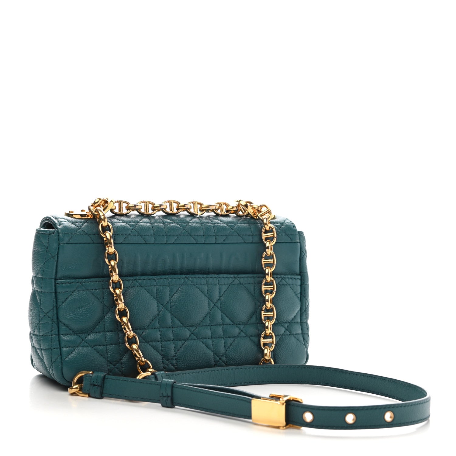 Christian Dior Lambskin Cannage Small Caro Bag Deep Ocean 3 of 14