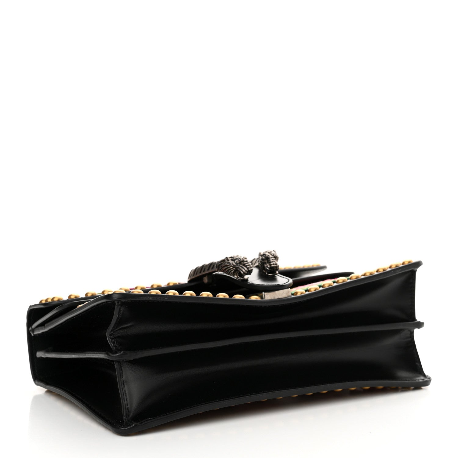Gucci Calfskin Floral Embroidered Studded Small Dionysus Shoulder Bag Black 4 of 12