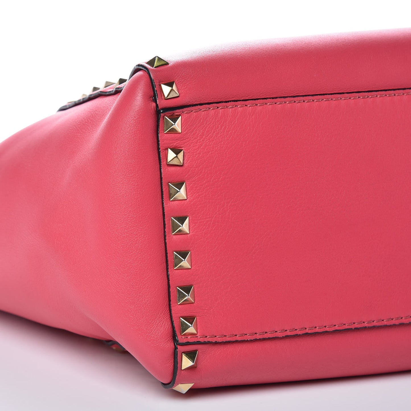 Vitello Rockstud Double Handle Tote Deep Rose