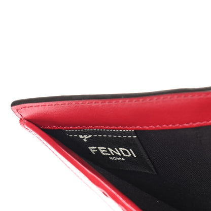Fendi Vitello Cruise F is Fendi Bi-Color FF 1974 Embossed Compact Wallet Maya Black Fragola 8 of 9