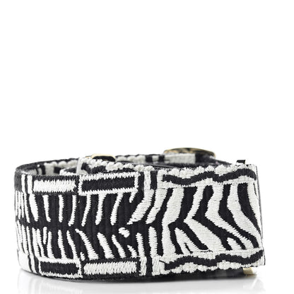 Valentino Garavani Canvas Zebra Embroidered Rockstud Guitar Strap Black White 2 of 4