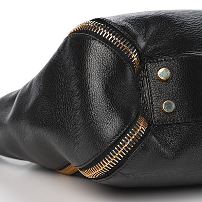 Tom Ford Grained Calfskin Sedgwick Medium Zipper Tote Black 7 of 9