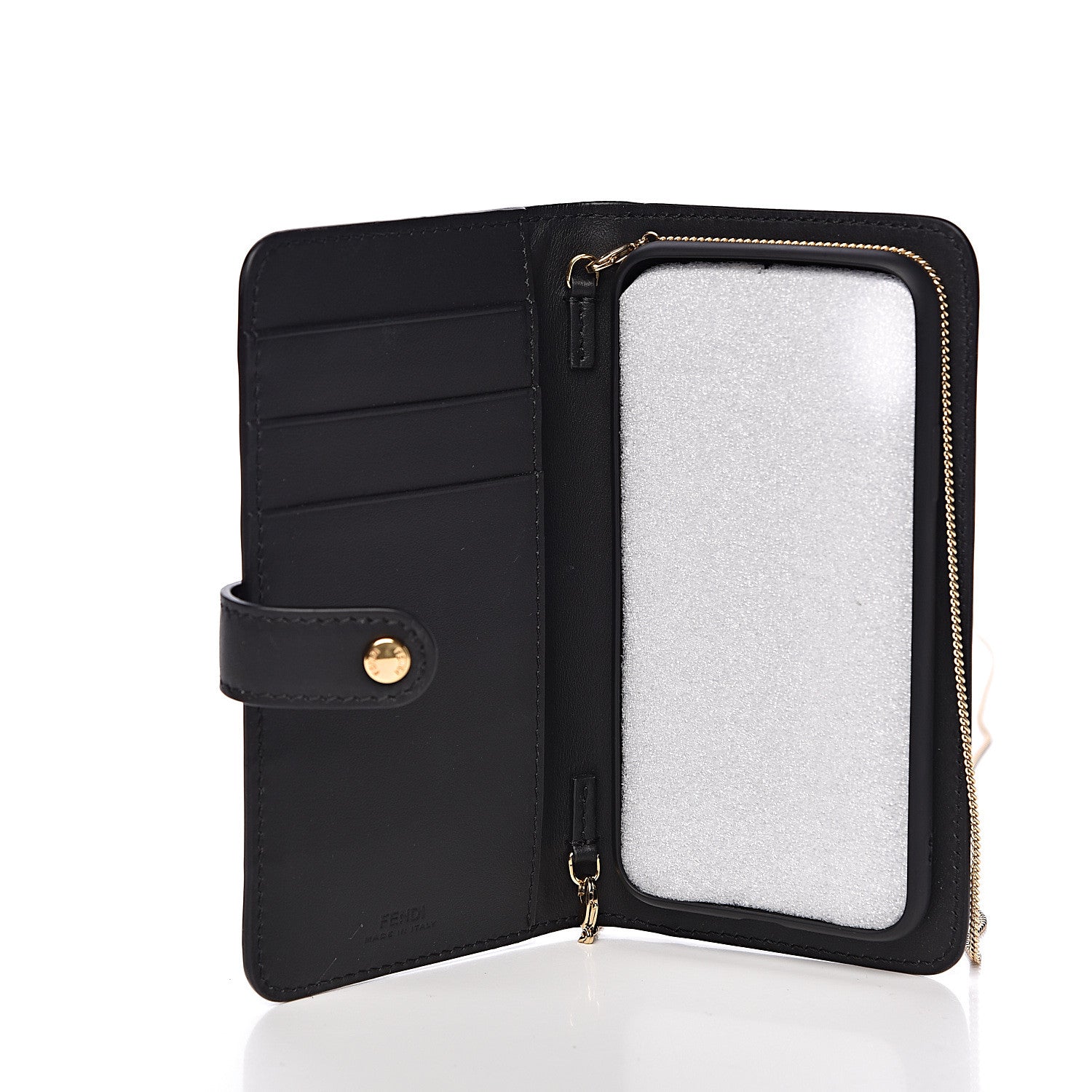 Fendi Vitello Century Glazed Fabric FF 1974 Baguette IPhone X Crossbody Black Mogano Panna 5 of 11