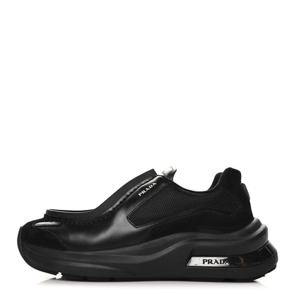 Prada Brushed Calfskin Mens Systeme Sneakers 10 Black 1 of 9
