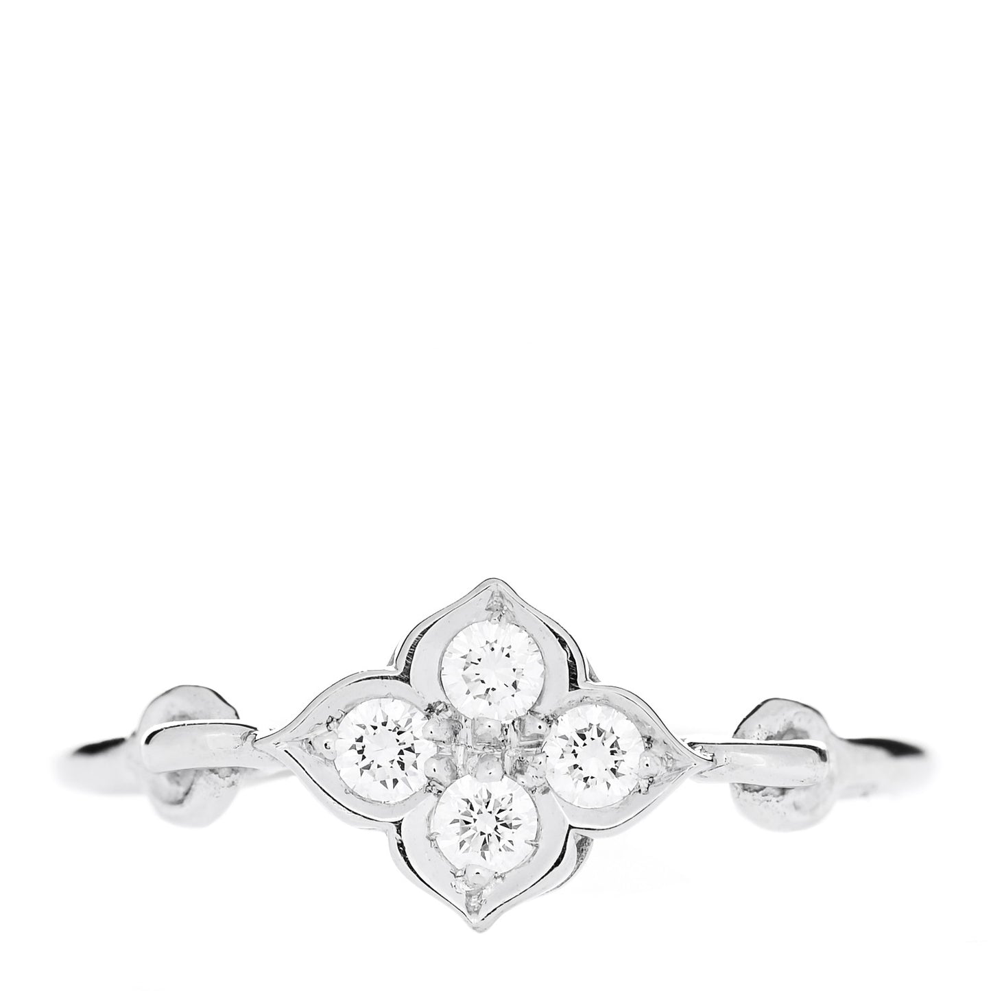 18K White Gold Diamond Hindu Floral Ring 47 4