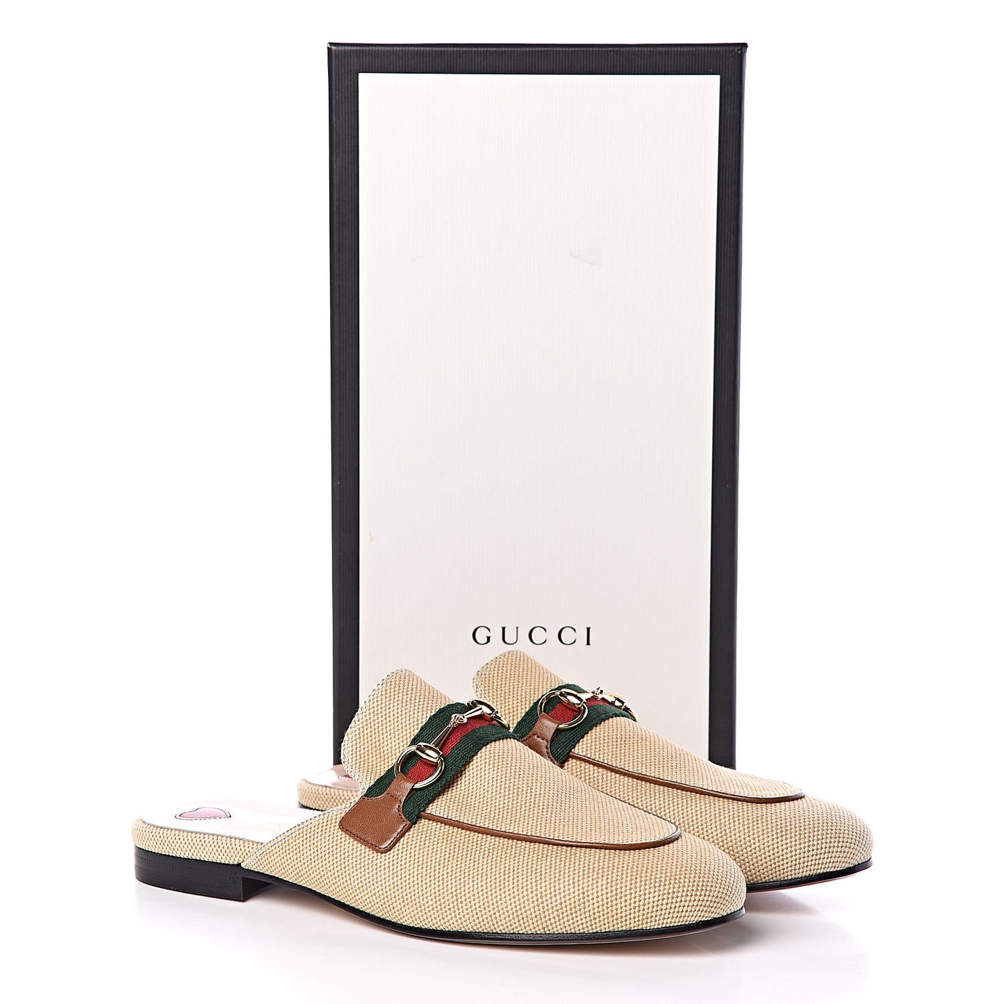 Canvas Vintage Charlotte Web Princetown Slippers 37.5 Sand Cuir