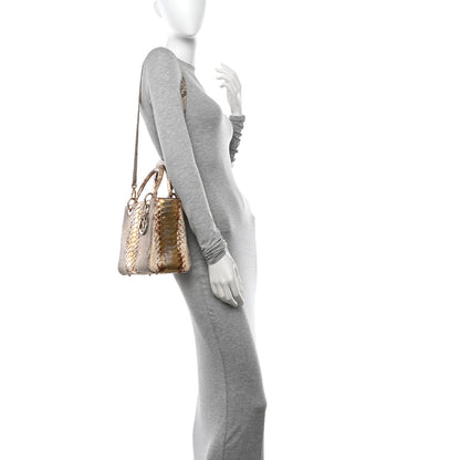 Christian Dior Metallic Snakeskin Medium Lady Dior Beige Gold 2 of 10