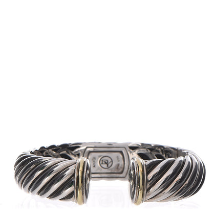 David Yurman Sterling Silver 18K Yellow Gold 15mm Sculpted Cable Cuff 1 of 5