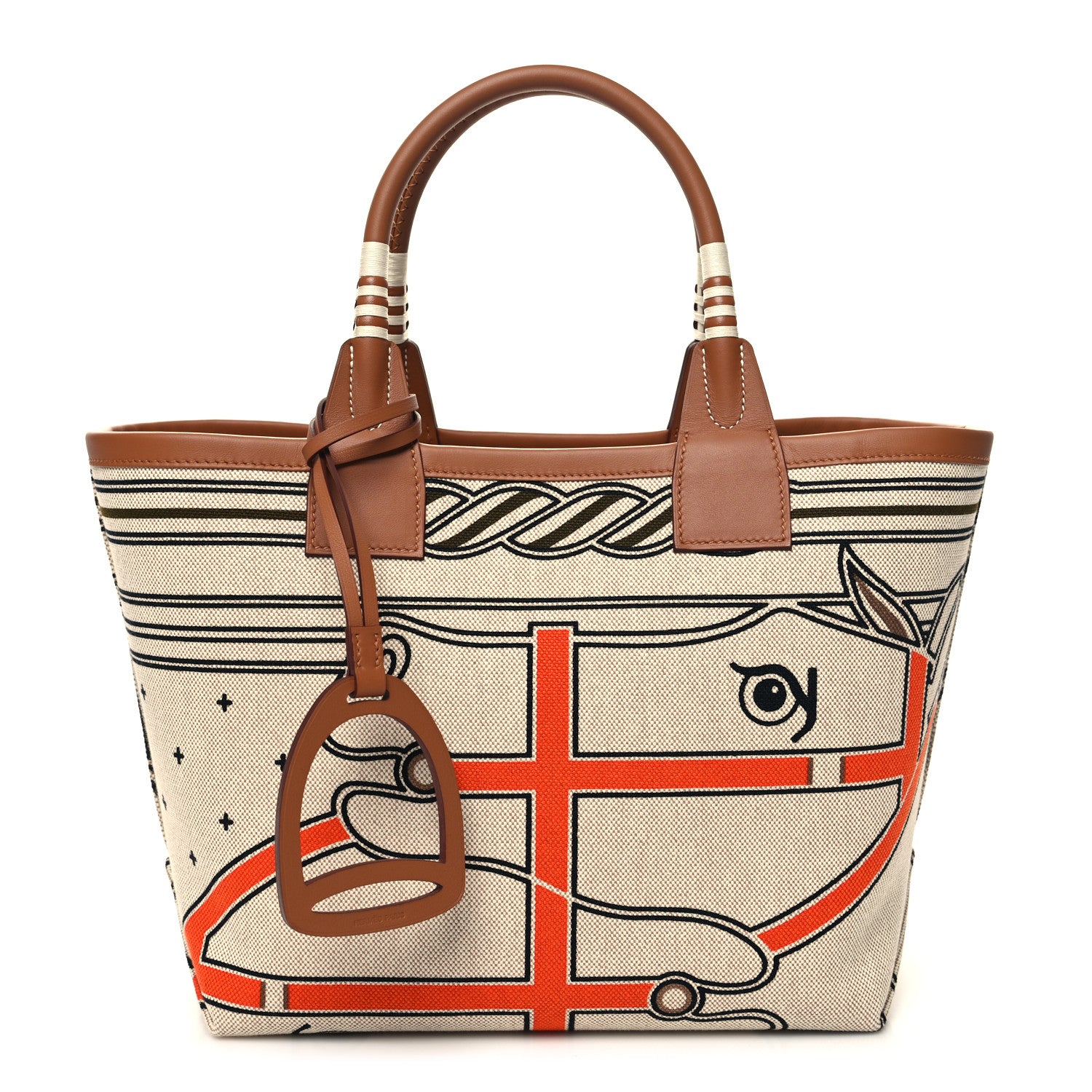 Hermes H Plume Canvas Swift Printed Quadrige au Fil Steeple 25 Bag Gris Beige Ecru Beige Gold 1 of 10