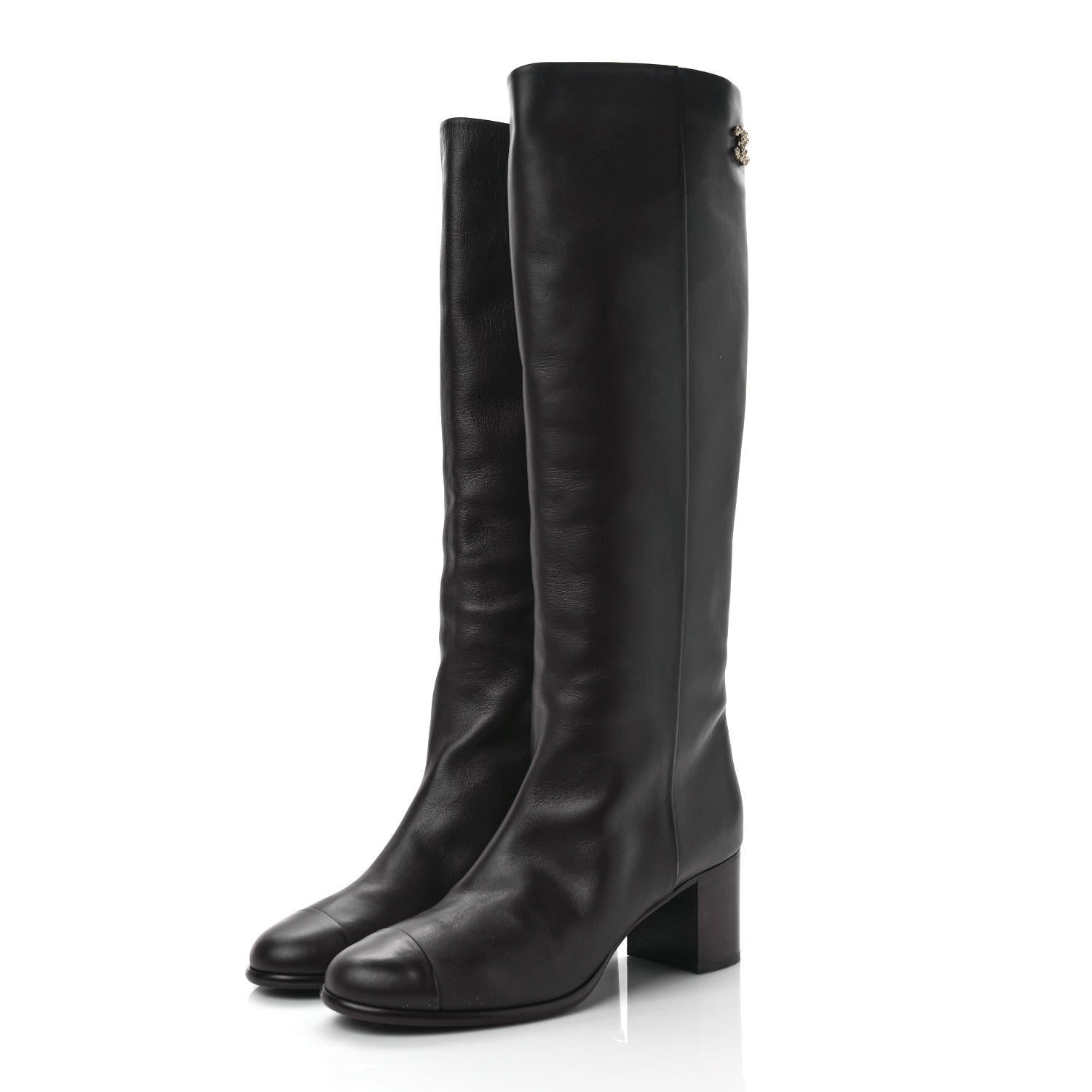 Chanel Calfskin CC High Boots 40.5 Brown 3 of 8