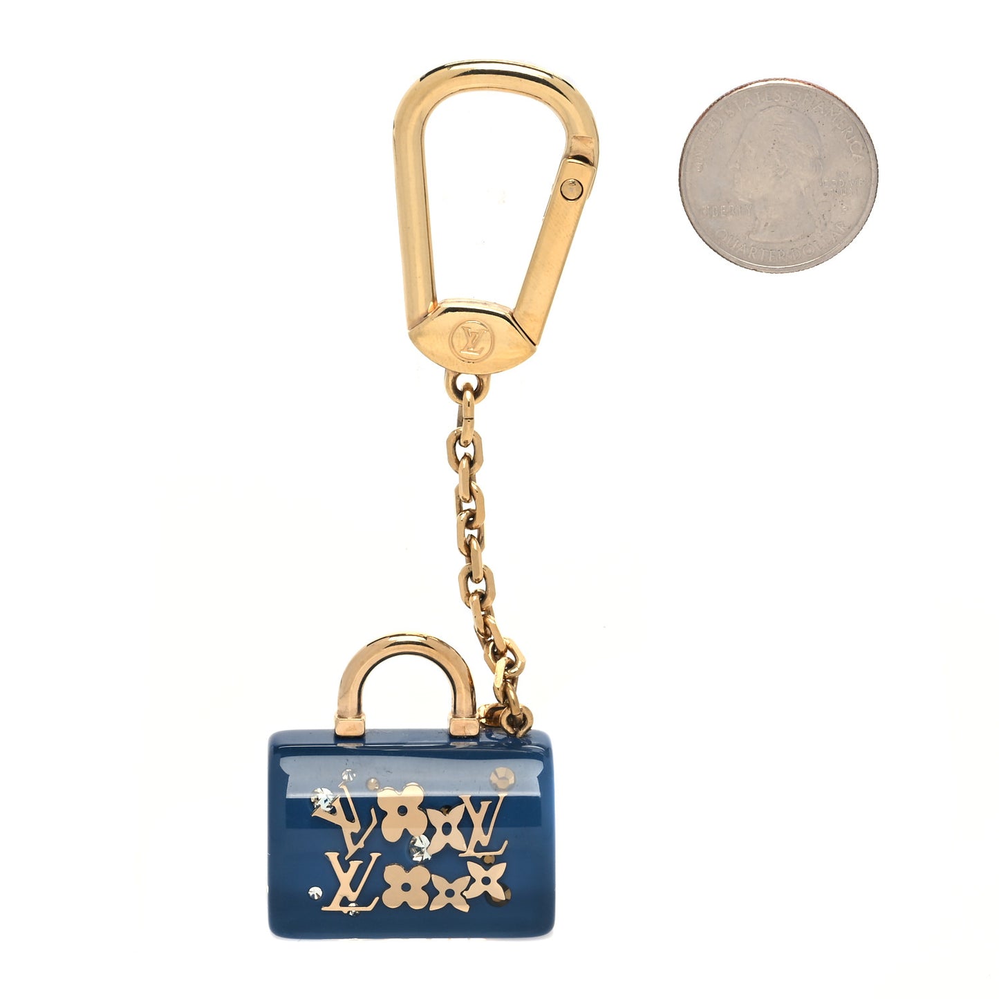 Resin Inclusion Speedy Bag Charm Key Chain Blue