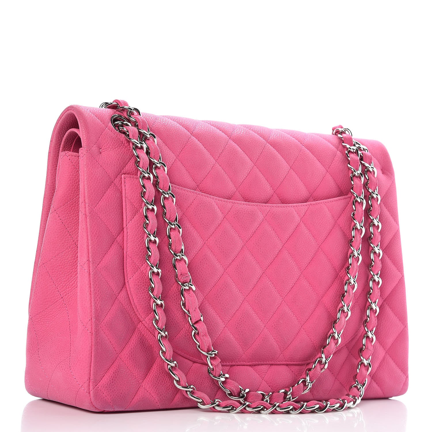 Chanel Iridescent Caviar Quilted Maxi Double Flap Hot Pink 4 of 15