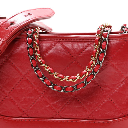 Chanel Aged Calfskin Quilted Small Gabrielle Logo Hobo Red 8 of 11