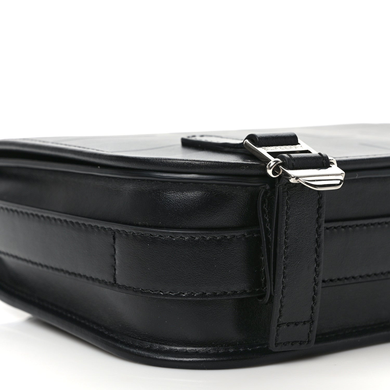 Burberry Calfskin Embossed Check Messenger Bag Black 7 of 8