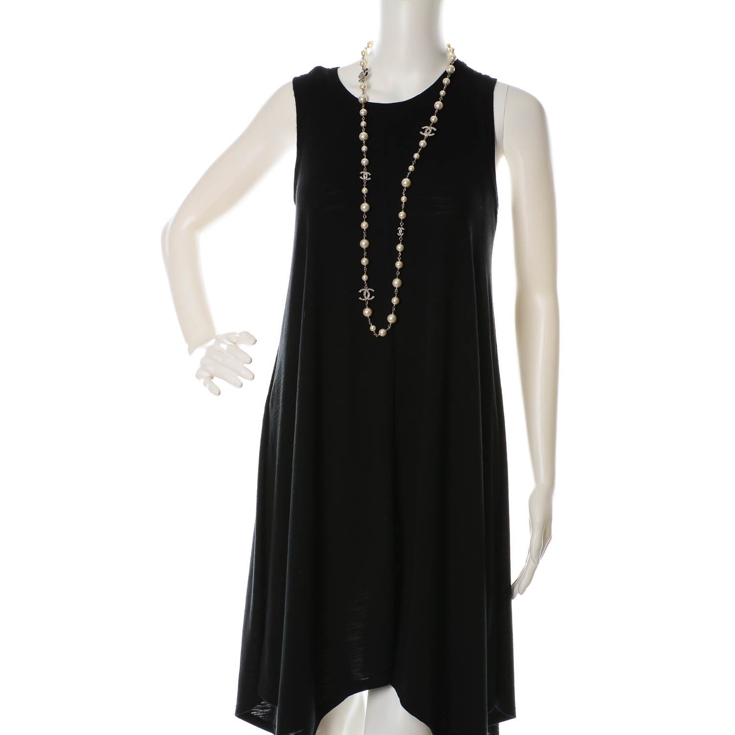 Chanel Crystal Pearl CC Long Necklace Silver 2 of 5