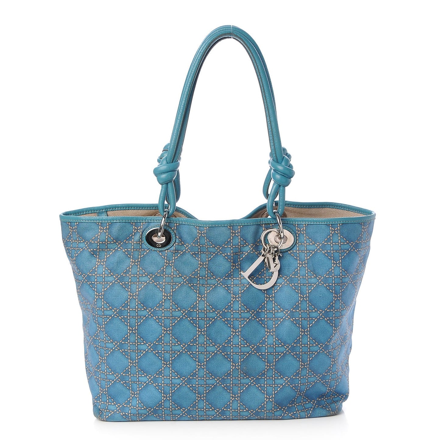 Coated Canvas Cannage Print Cherie Tote Blue