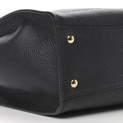 Salvatore Ferragamo Hammered Calfskin Double Handle Small Amy Tote Black 9 of 10