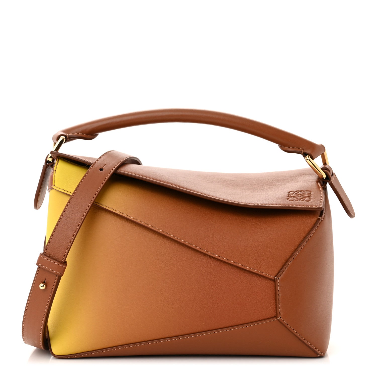 Loewe Calfskin Paula's Ibiza Degrade Small Puzzle Edge Bag Tan Lemon 1 of 9