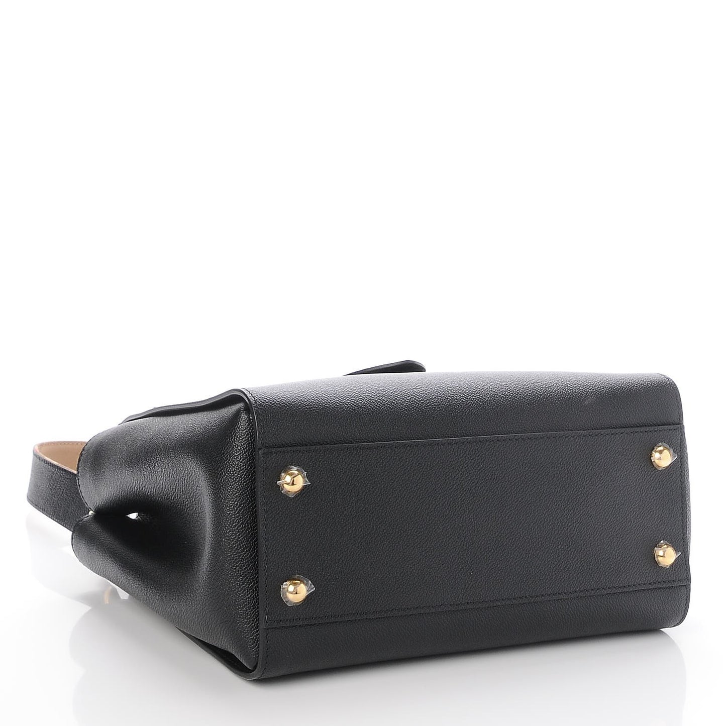 Soft Grain Calfskin Medium Buckle Tote Black