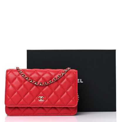 Chanel Caviar Quilted Wallet On Chain WOC Red 11 of 11