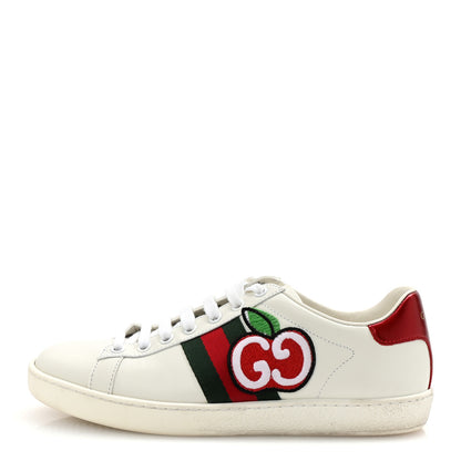 Gucci Calfskin Web GG Apple Embroidered Womens Ace Sneakers 37 White 1 of 10