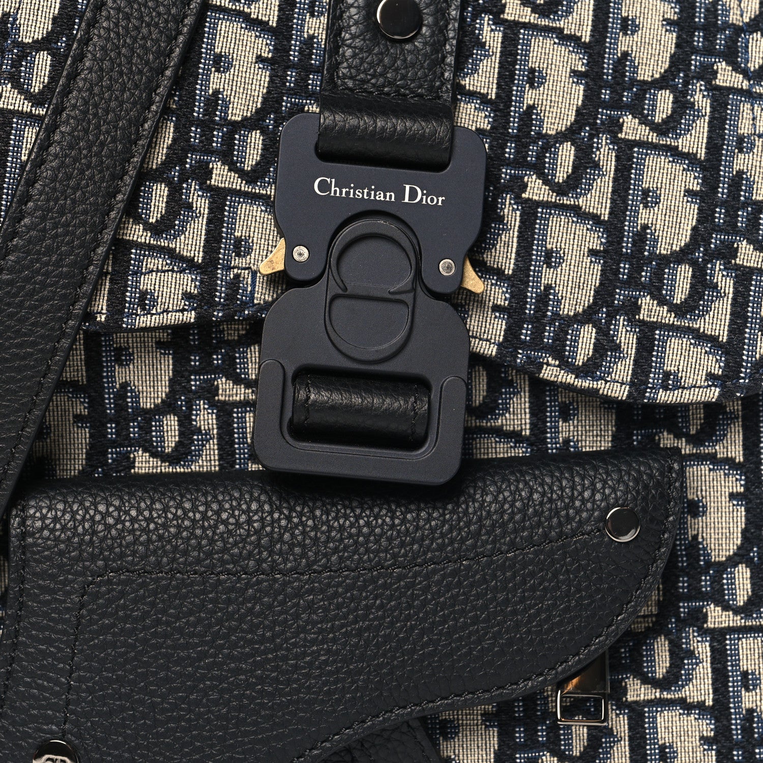 Christian Dior Grained Calfskin Oblique Mini Gallop Sling Bag Blue