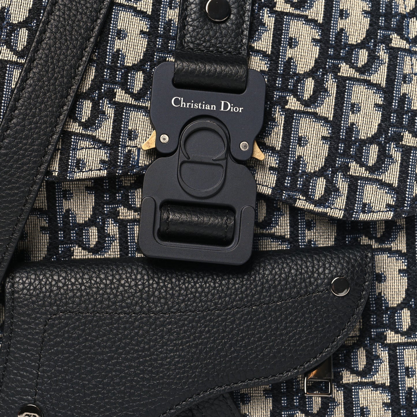 Grained Calfskin Oblique Mini Gallop Sling Bag Blue Black