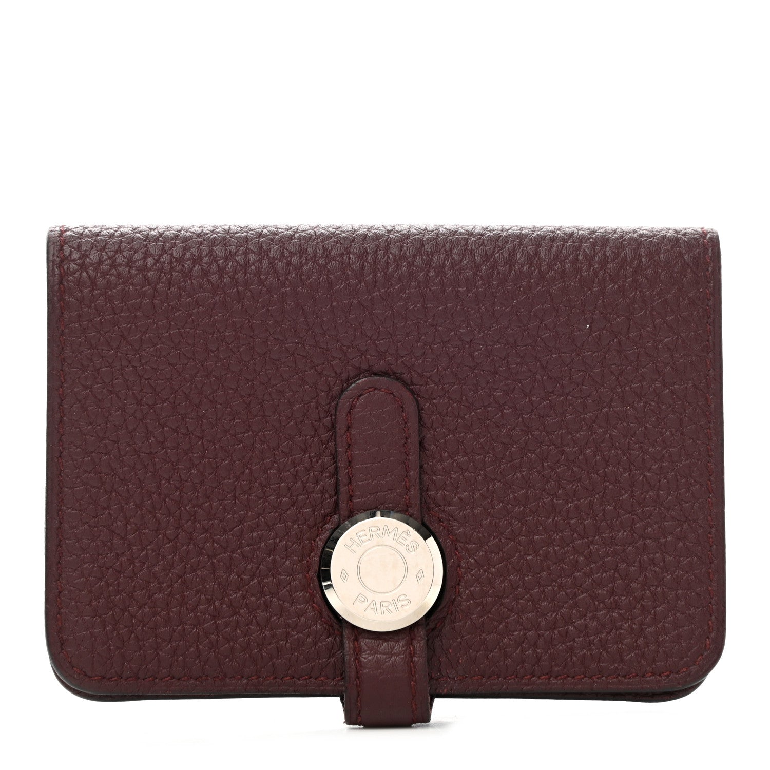 Hermes Togo Dogon Card Case Key Holder Bordeaux 1 of 9