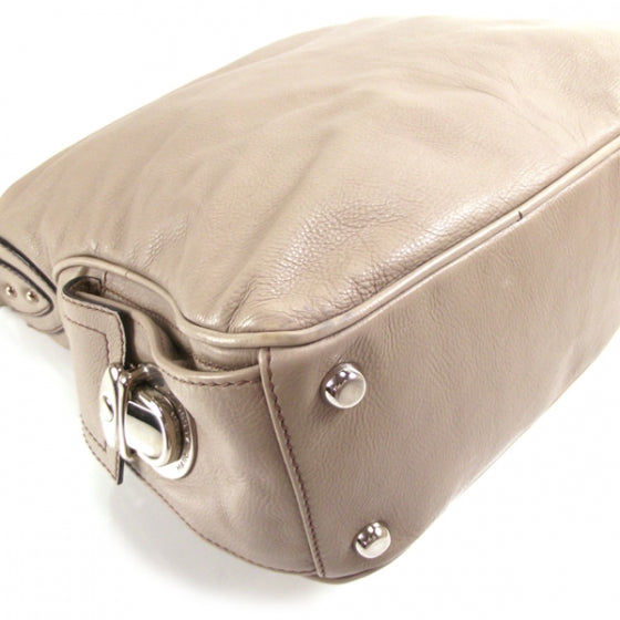 Leather Large Multipocket Hobo Taupe