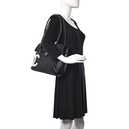 Chanel Calfskin Quilted Large Cambon Flap Black White 2 of 9