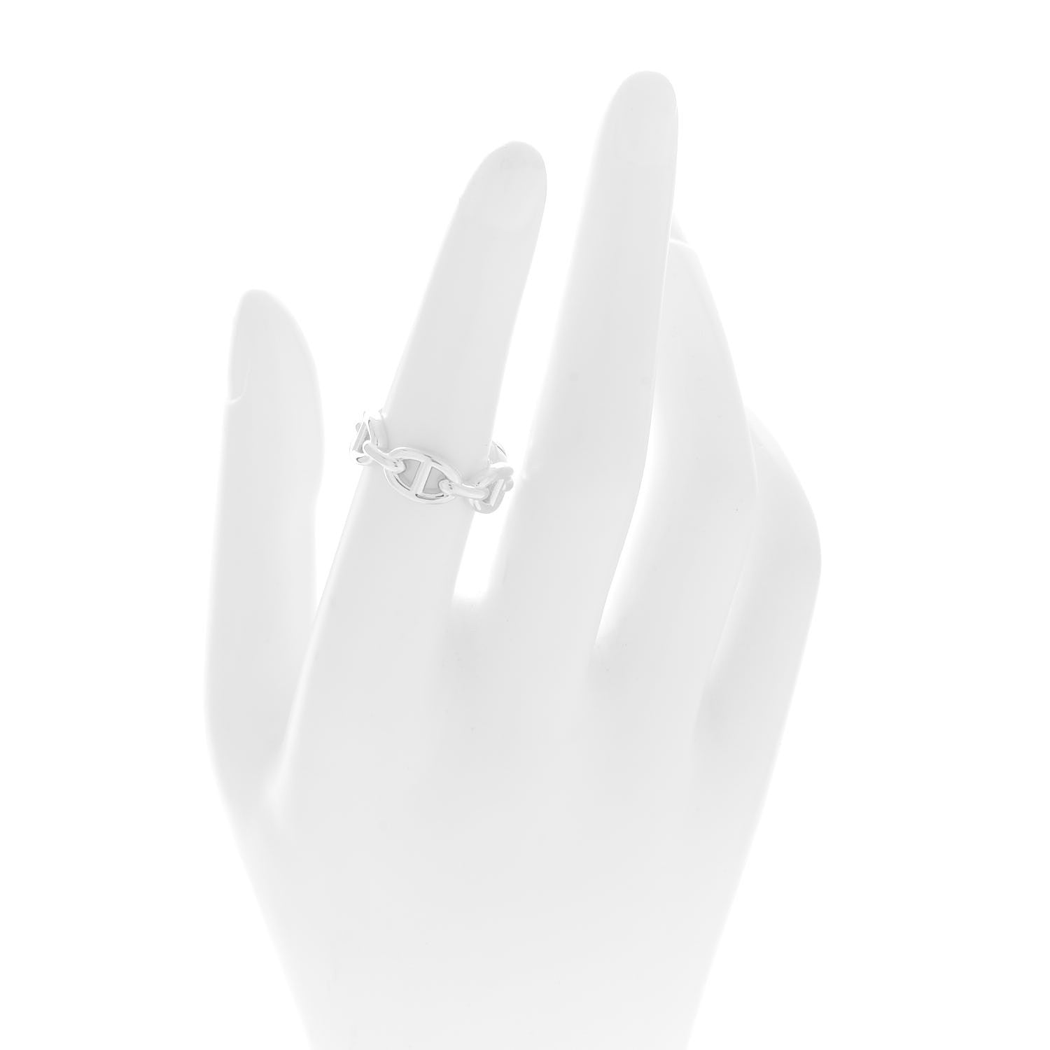Hermes Sterling Silver PM Chaine d'Ancre Enchainee Band Ring 53 6.5 2 of 9