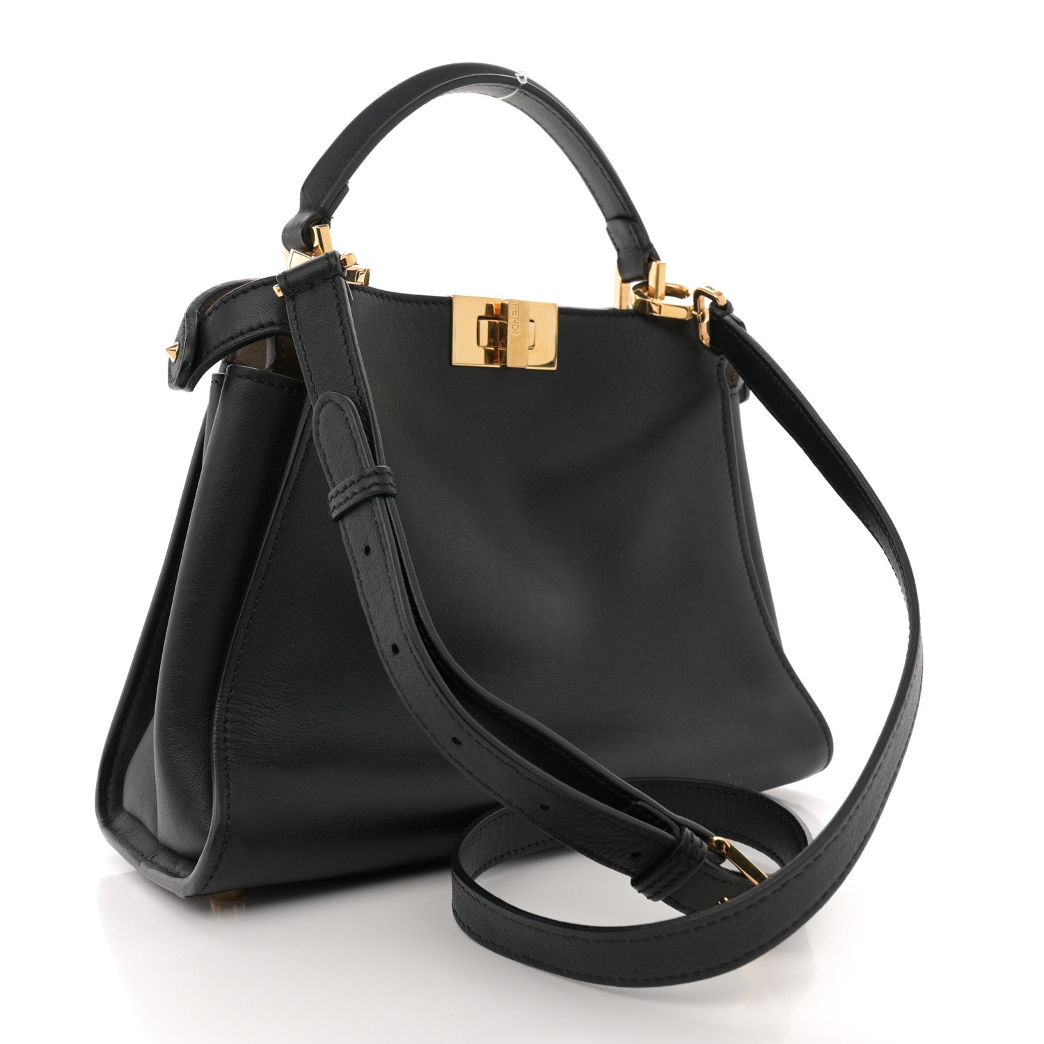 Fendi Vitello Tahiti Burro Medium Peekaboo Iconic Essentially Satchel Black Corda 3 of 15