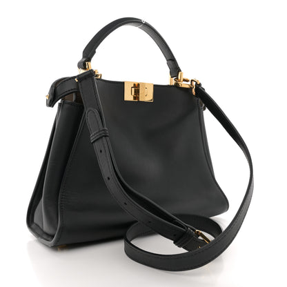 Fendi Vitello Tahiti Burro Medium Peekaboo Iconic Essentially Satchel Black Corda 3 of 15