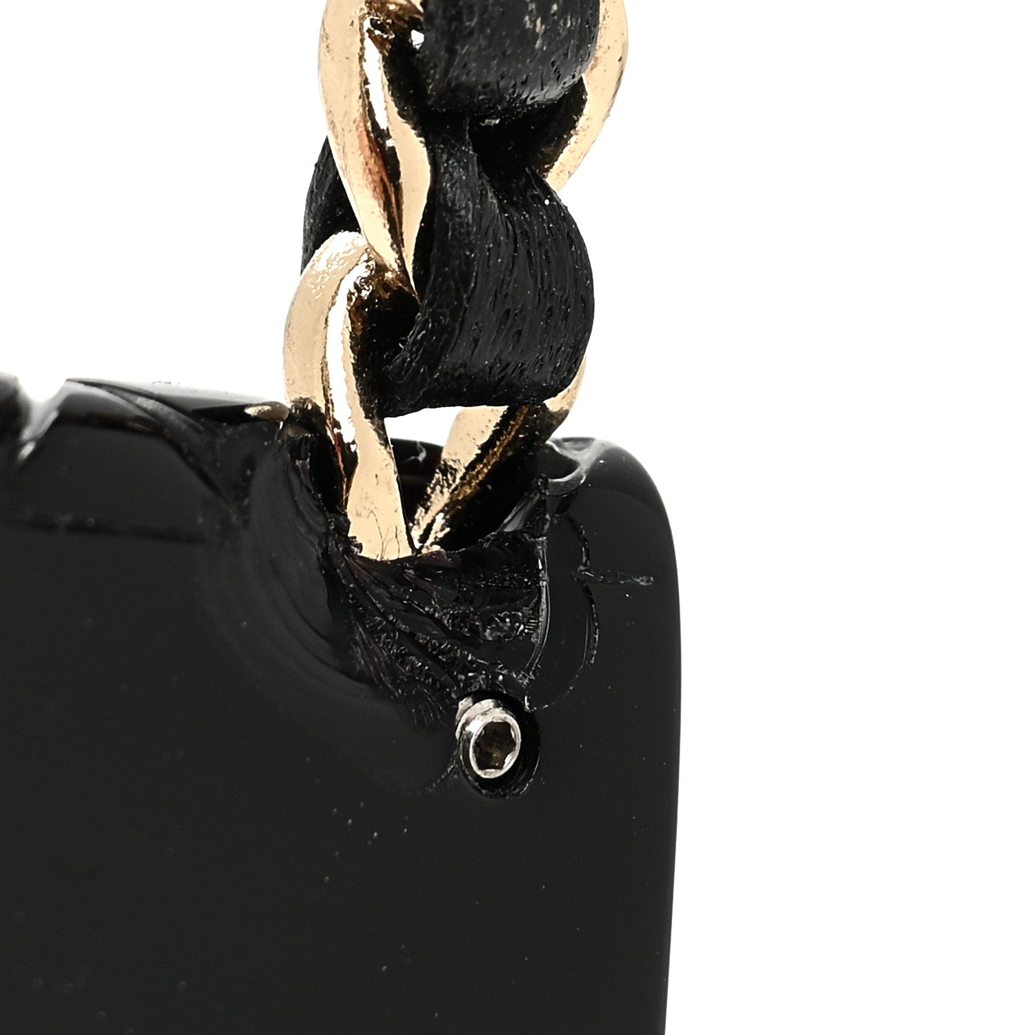 Chanel Metal Resin Lambskin Quilted CC Turnlock Chain Flap Bag Earrings Black Gold 5 of 6