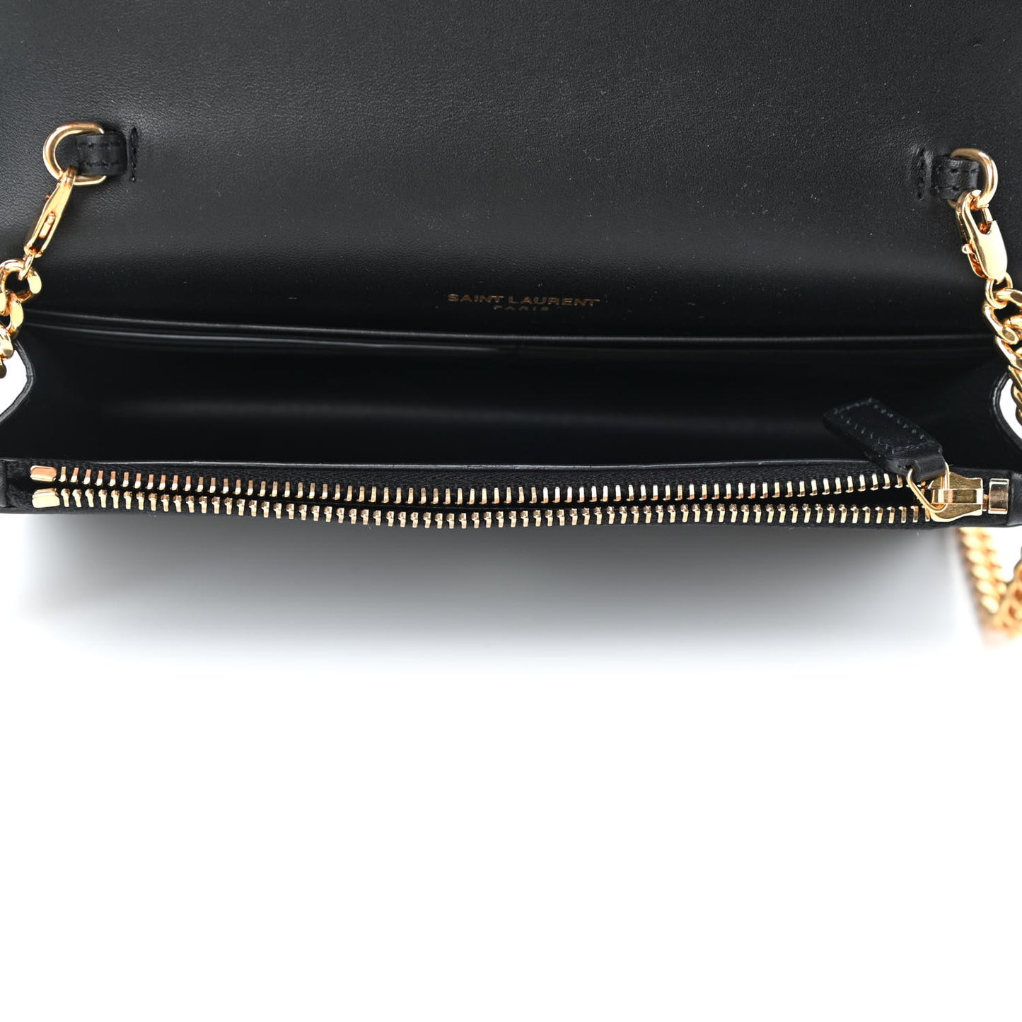 Smooth Calfskin Classic Monogram Kate Tassel Chain Wallet Black