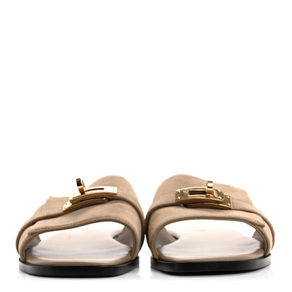 Hermes Suede Goatskin Giulia Sandals 39 Beige Sable 3 of 9