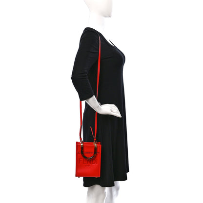 Fendi Vitello King Plexiglass Logo Embossed Mini Fendi Sunshine Shopper Tote Papavero 2 of 10