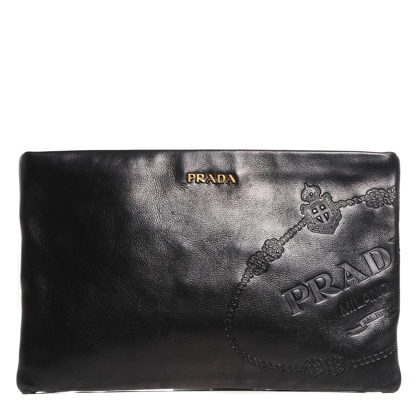 Nappa Embossed Logo Clutch Nero Black