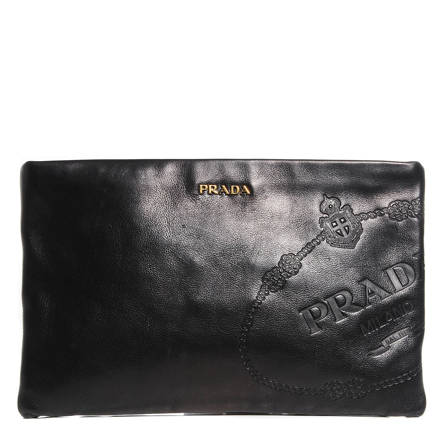 Prada Nappa Embossed Logo Clutch Nero Black 1 of 11