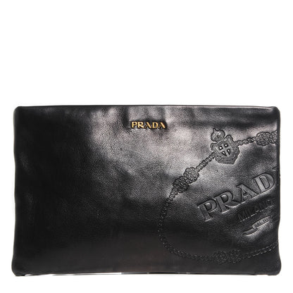 Prada Nappa Embossed Logo Clutch Nero Black 1 of 11