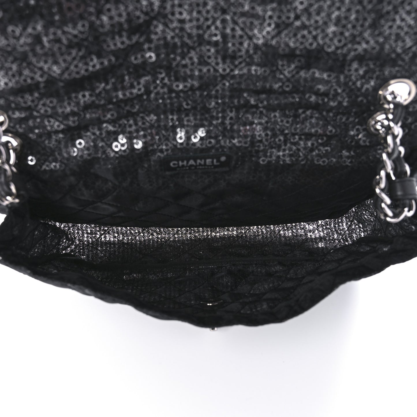 Hidden Sequin Maxi Flap Black