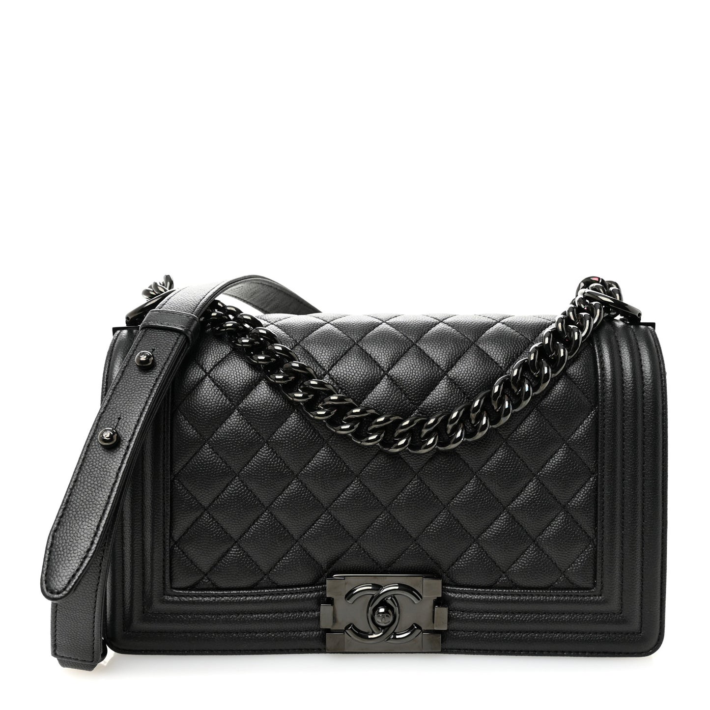 Caviar Quilted Medium Boy Flap So Black